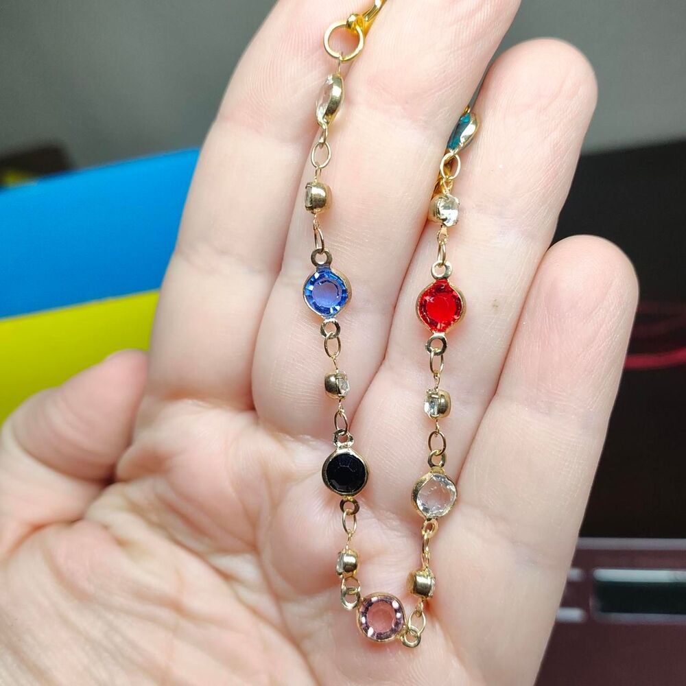 Handmade * Gold and multi-coloured crystal bracelet